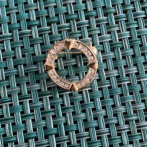 Costume Jewelry Gold Tone Circular Pin With Hearts